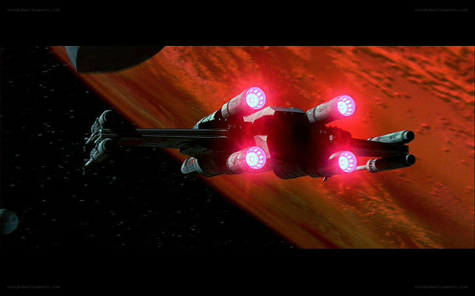 X-wing fighter in space