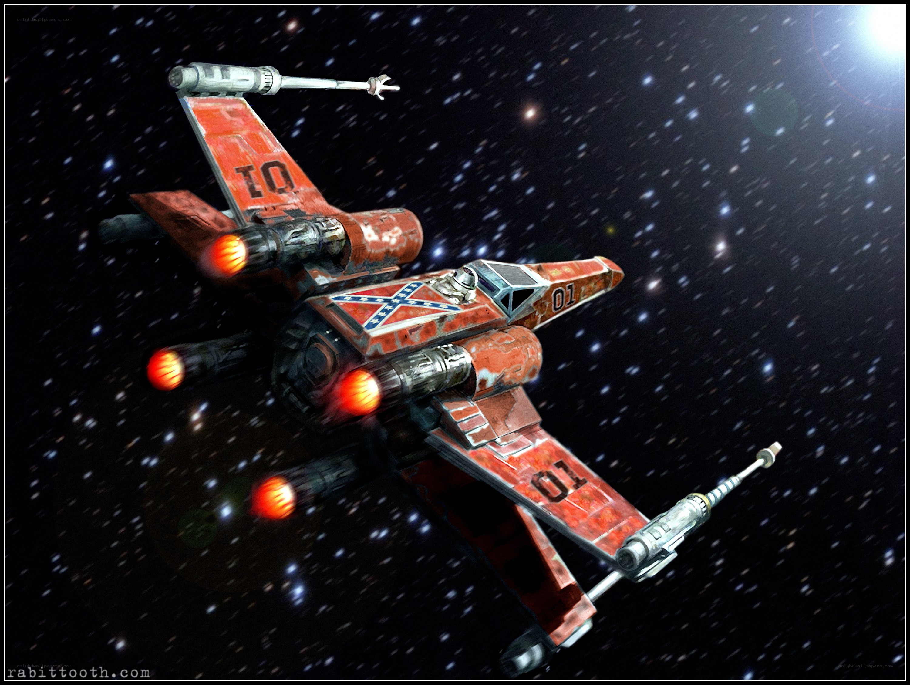 X-wing fighter in space