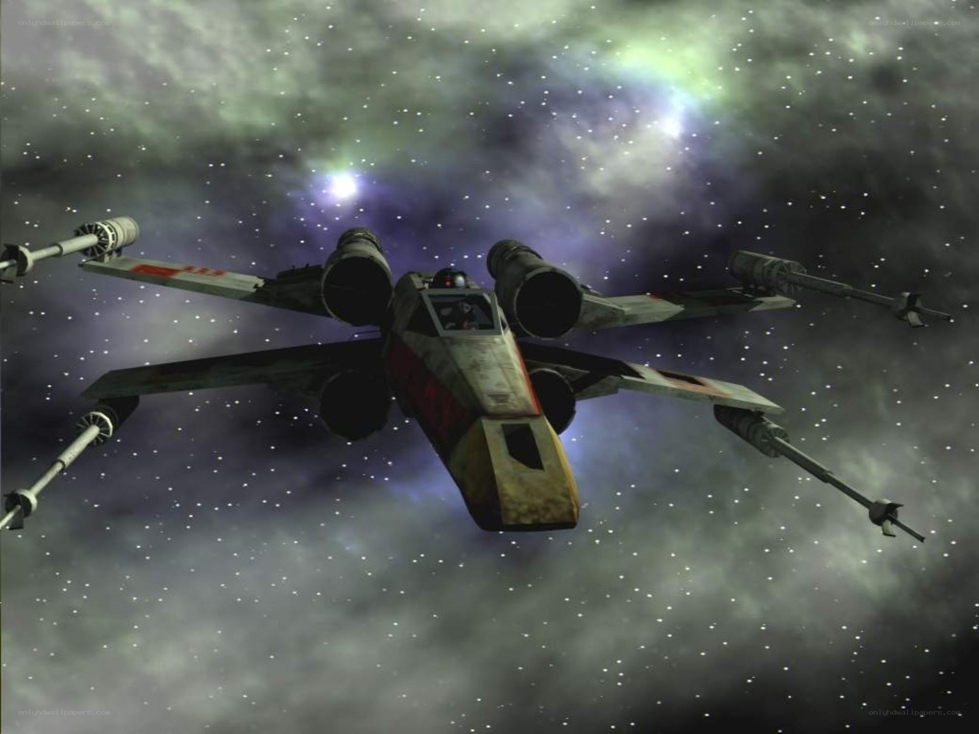 X-wing fighter in space