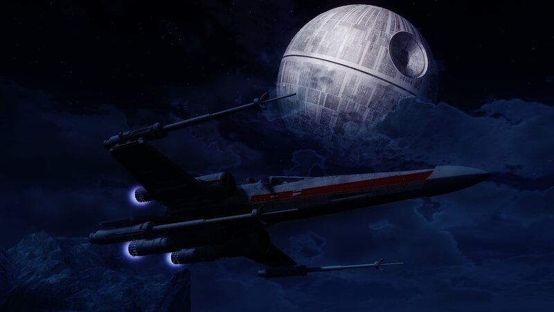 X-wing Fighter Near Death Star