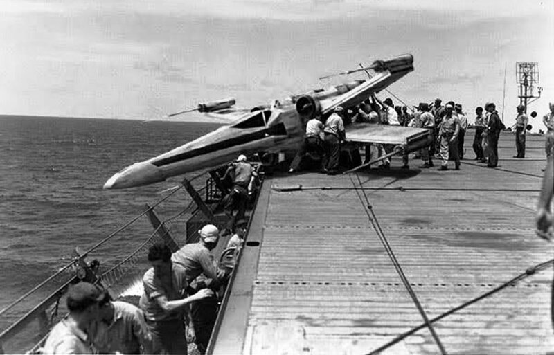 X-wing Fighter on Aircraft Carrier — Black, Dramatic