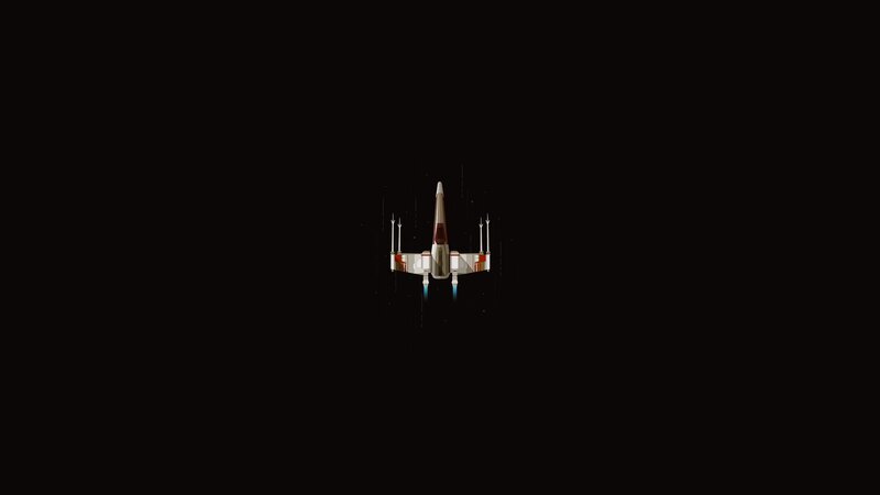 X-wing Fighter Spacecraft — Black, Dramatic, Night
