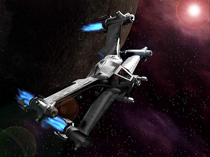 X-wing Fighter Spacecraft — Gray, Dramatic, Digital Art