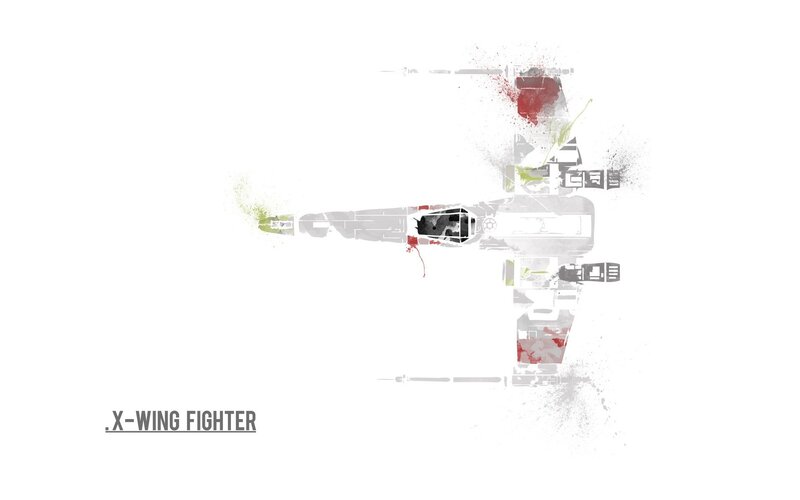 X-wing Fighter — White, Dramatic, Digital Art