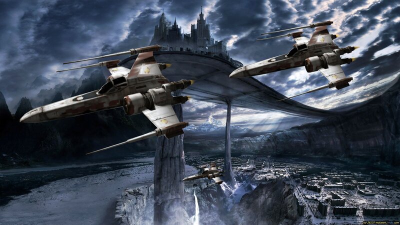 X-wing Fighters Flying — Gray