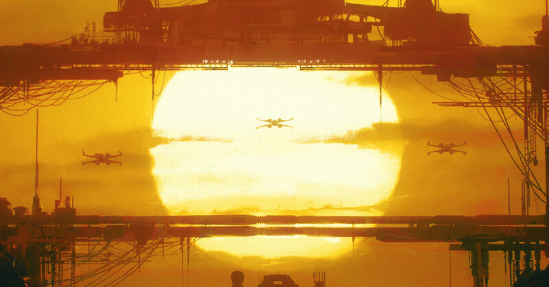 X-wing Fighters Flying — Orange, Dramatic, Sunset
