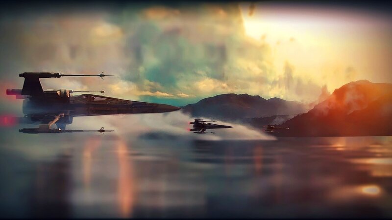 X-wing Fighters Flying — Orange
