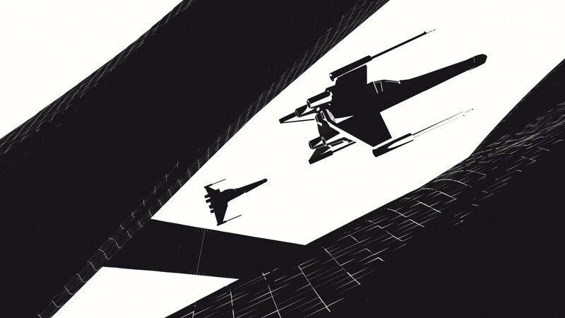 X-wing Fighters in Flight — Black