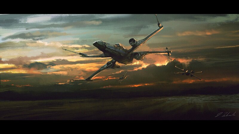 X-wing Fighters in Flight — Orange