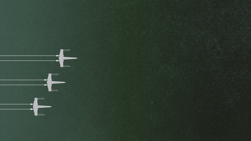 X-wing Fighters in Formation — Green