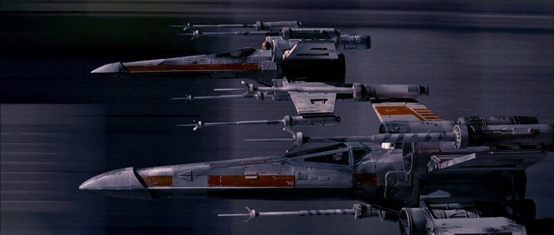 X-wing fighters in formation