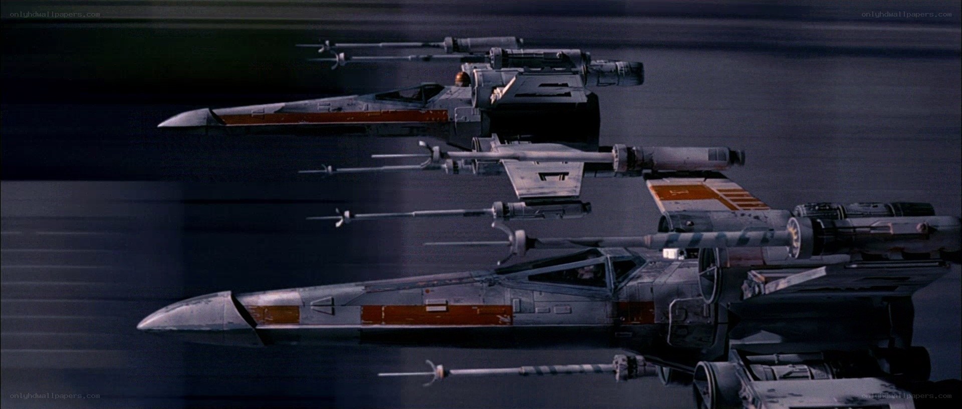 X-wing fighters in formation
