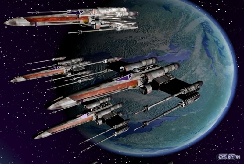 X-wing fighters in space
