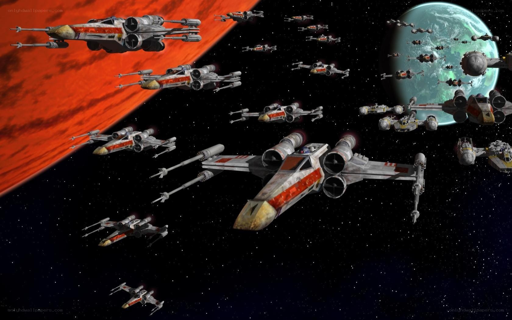 X-wing fighters in space