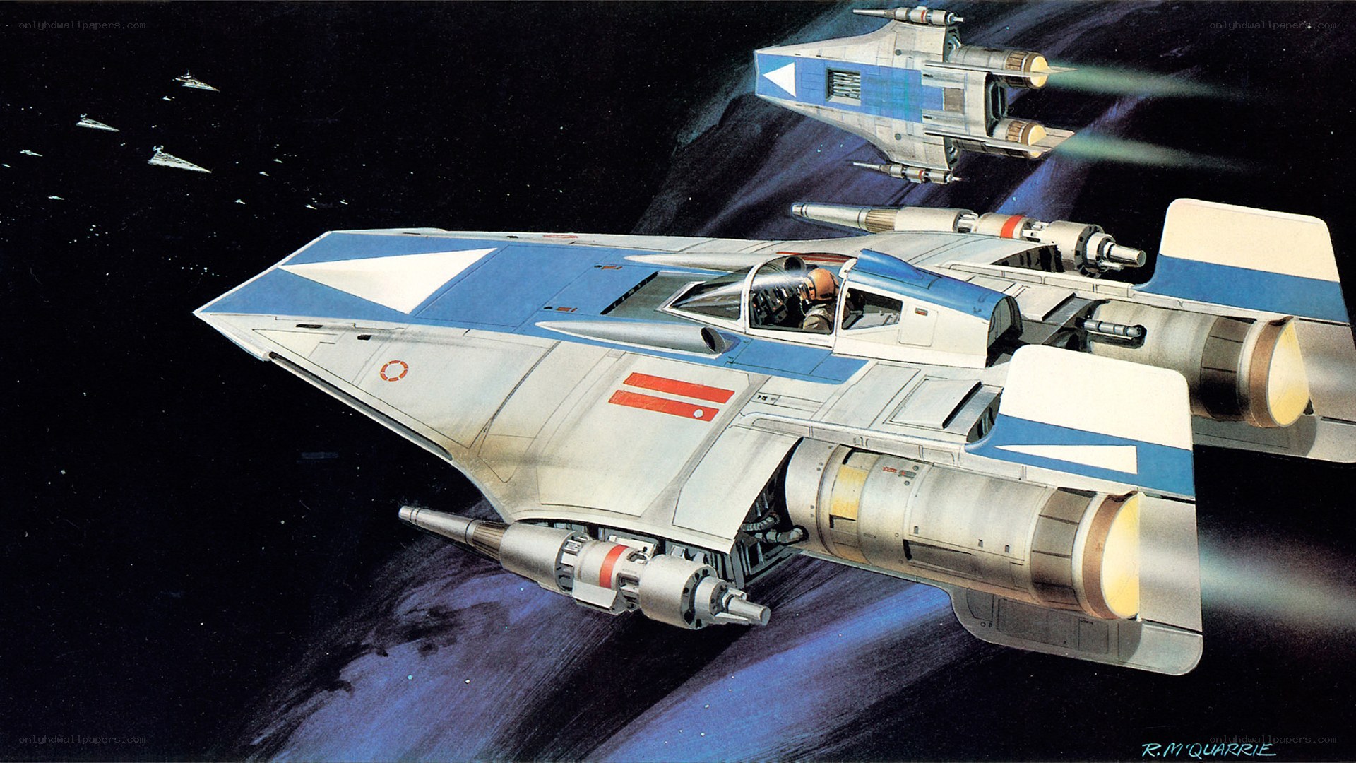 X-wing fighters in space battle