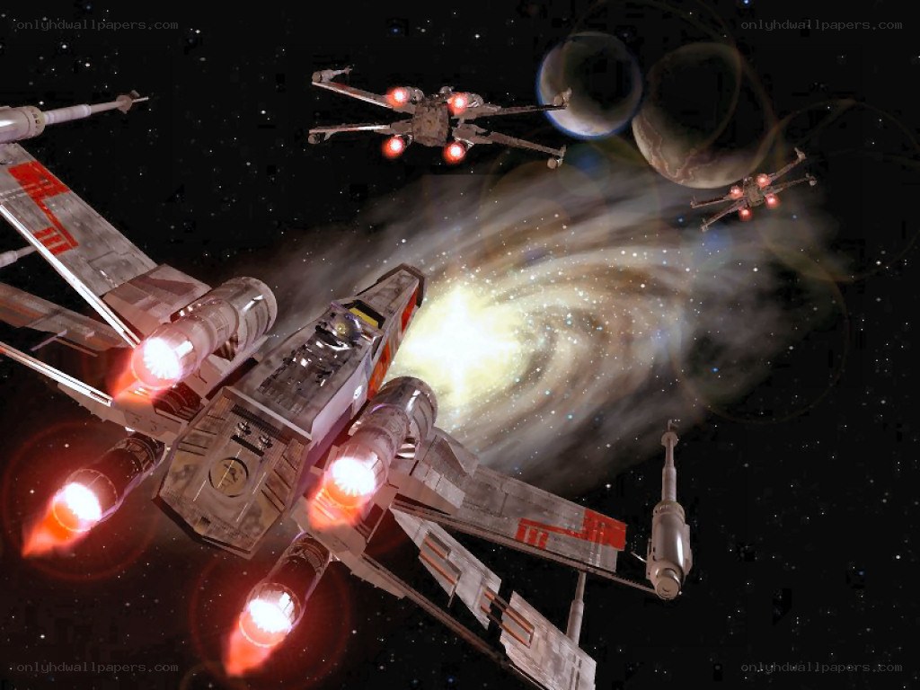 X-wing fighters in space battle