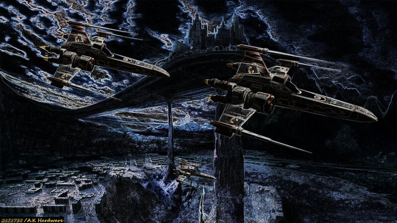 X-wing Fighters in Space — Black, Dramatic, Night