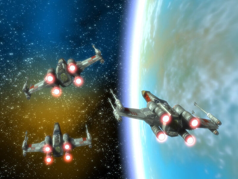 X-wing Fighters in Space — Blue, Dramatic, Digital Art, Spaceships