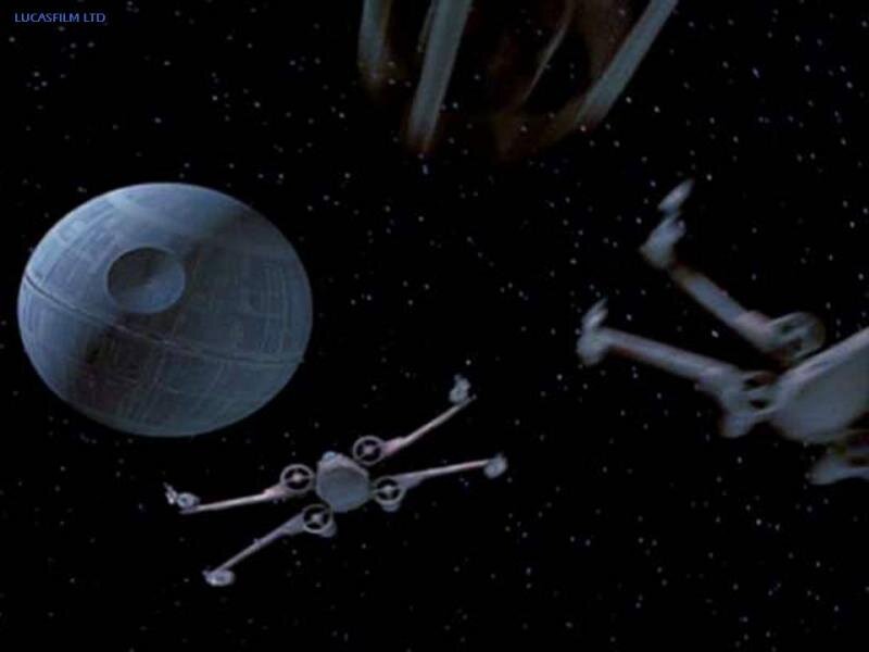 X-wing Fighters Near Death Star — Black