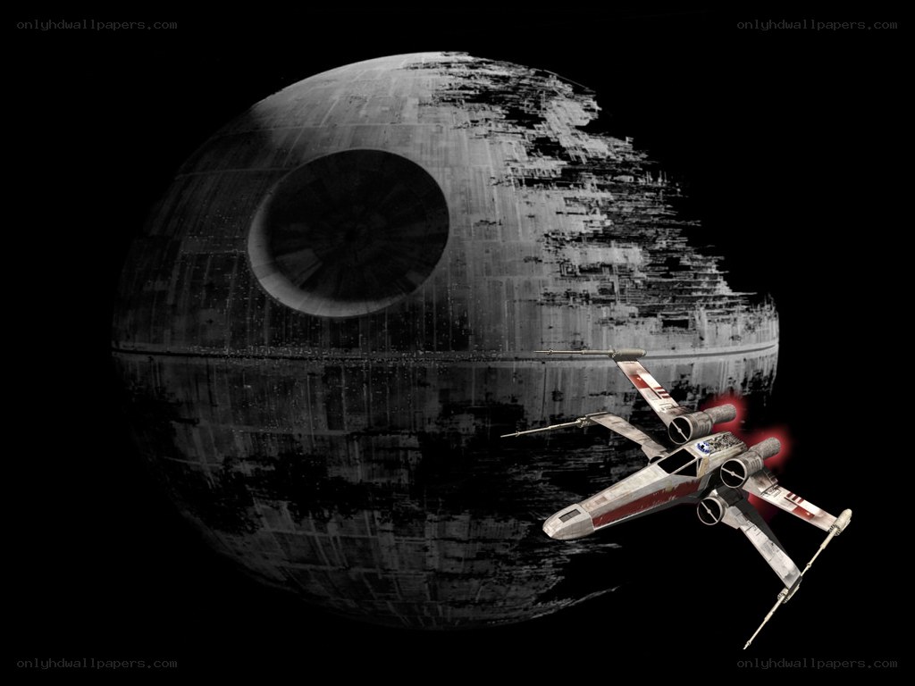 X-wing near Death Star