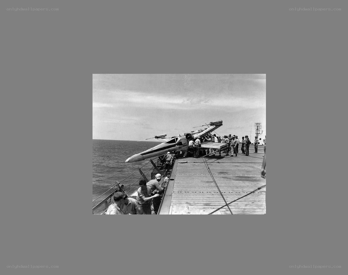 X-wing on aircraft carrier deck