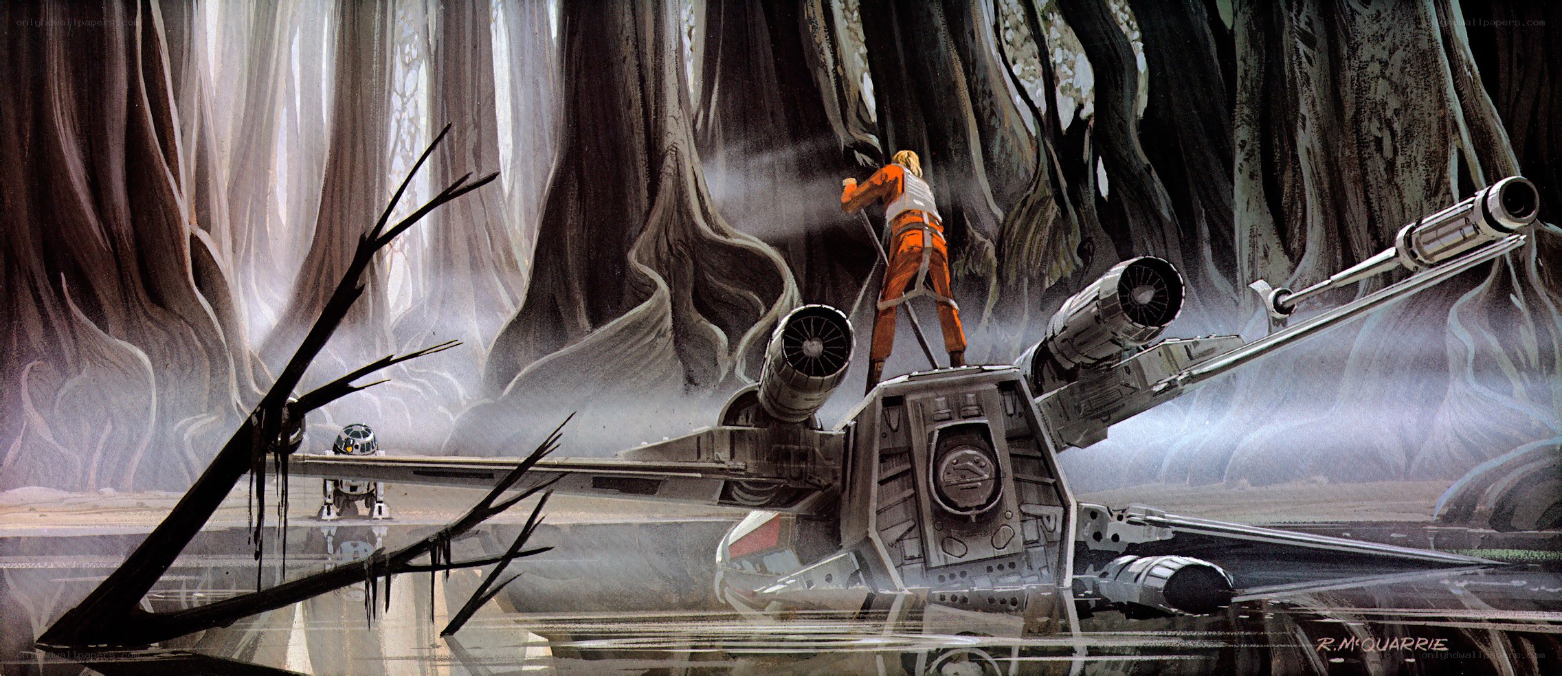 X-wing on Endor forest floor