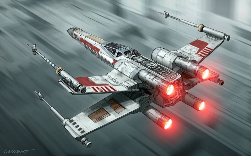 X-wing Starfighter — Gray, Dynamic, Digital Art
