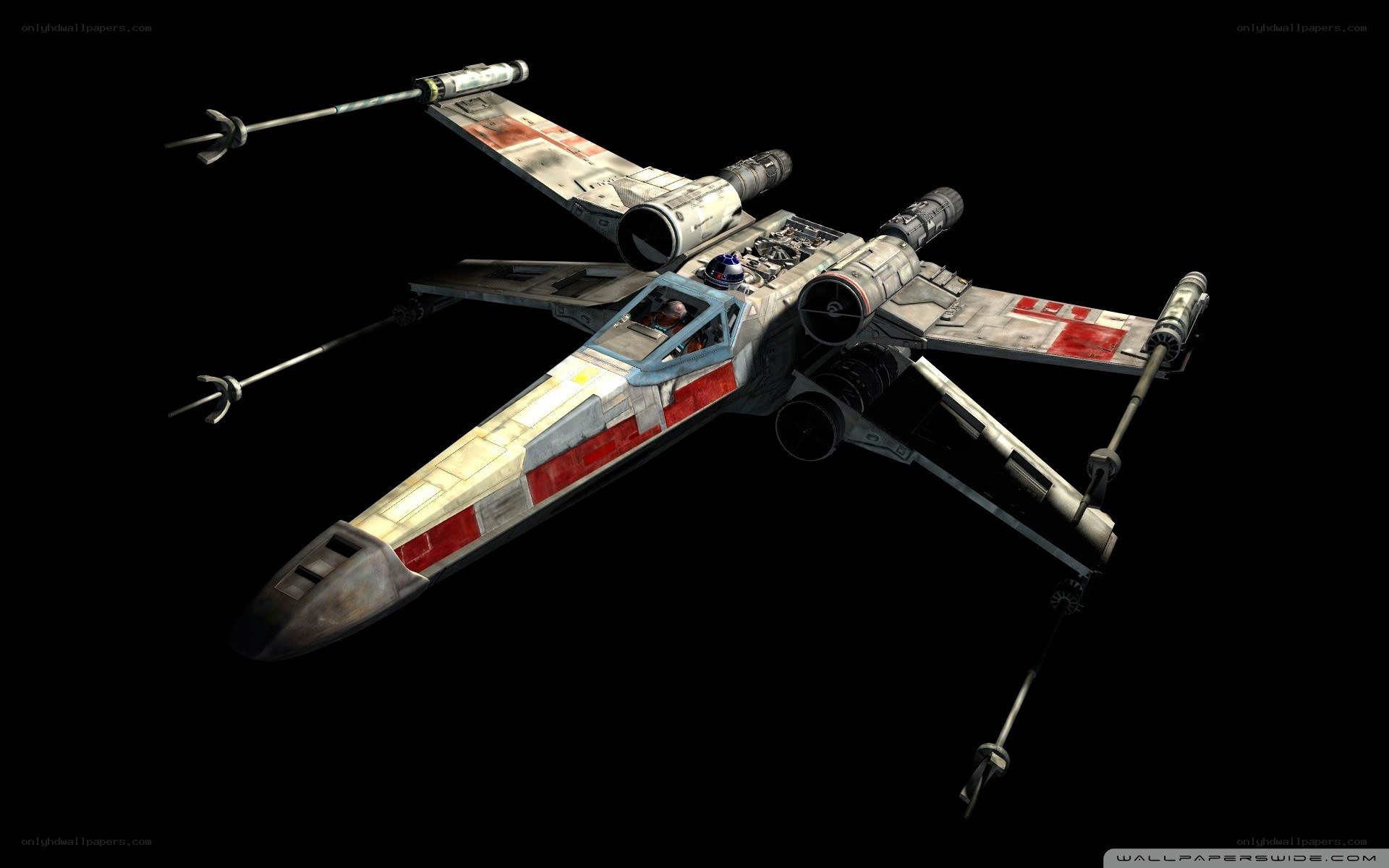 X-wing starfighter in space