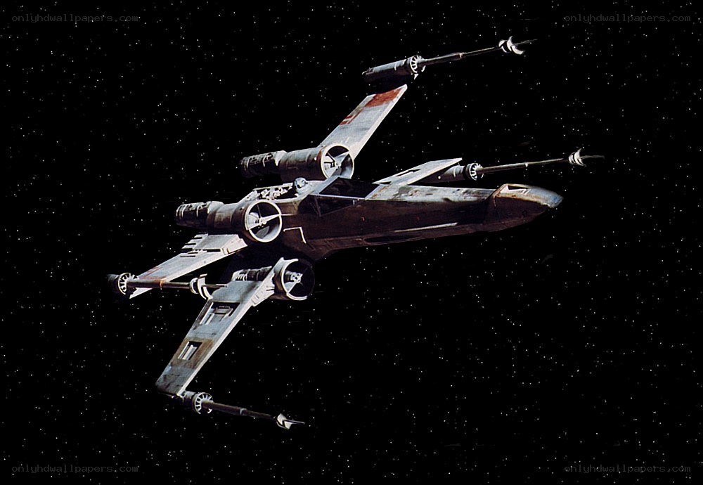 X-wing starfighter in space