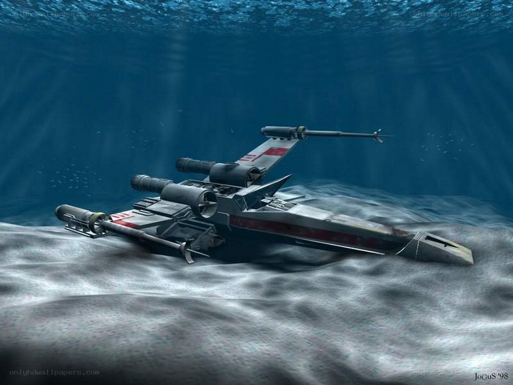 X-wing starfighter underwater