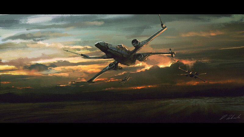 X-wing Starfighters in Flight — Orange, Dramatic