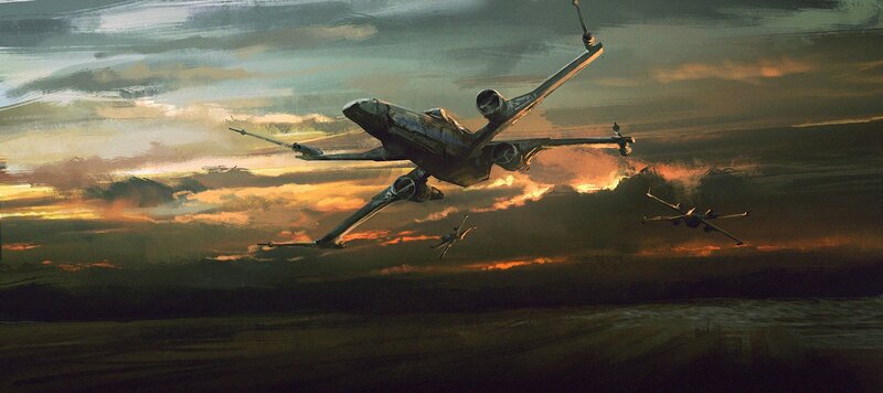 X-wing Starfighters in Flight — Orange