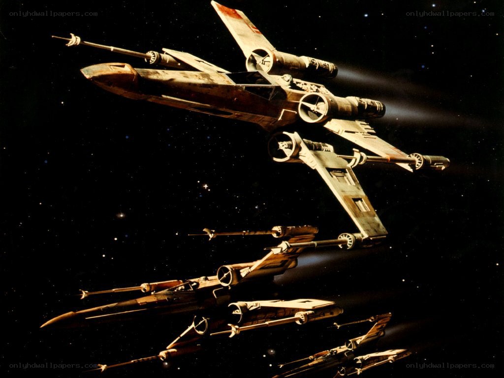 X-wing starfighters in formation