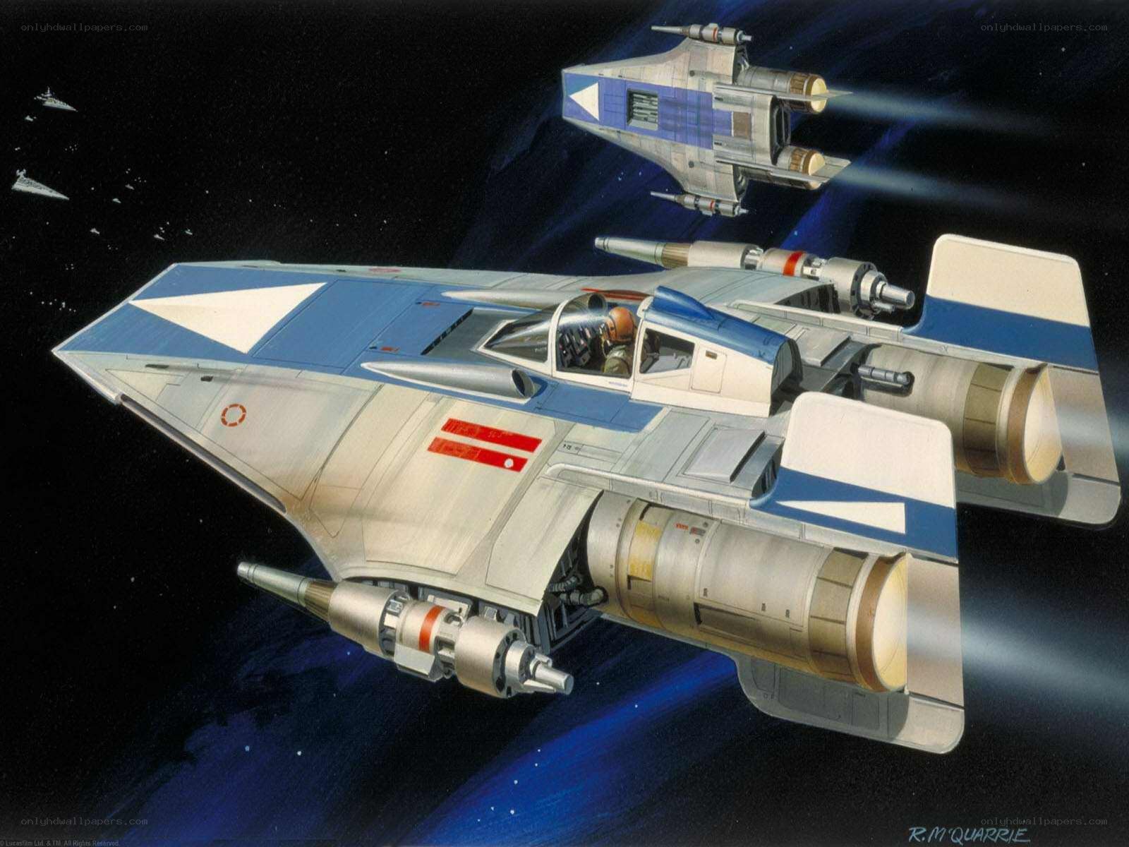 X-wing starfighters in space