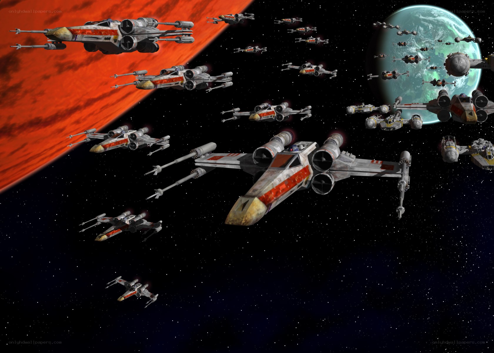 X-wing starfighters in space