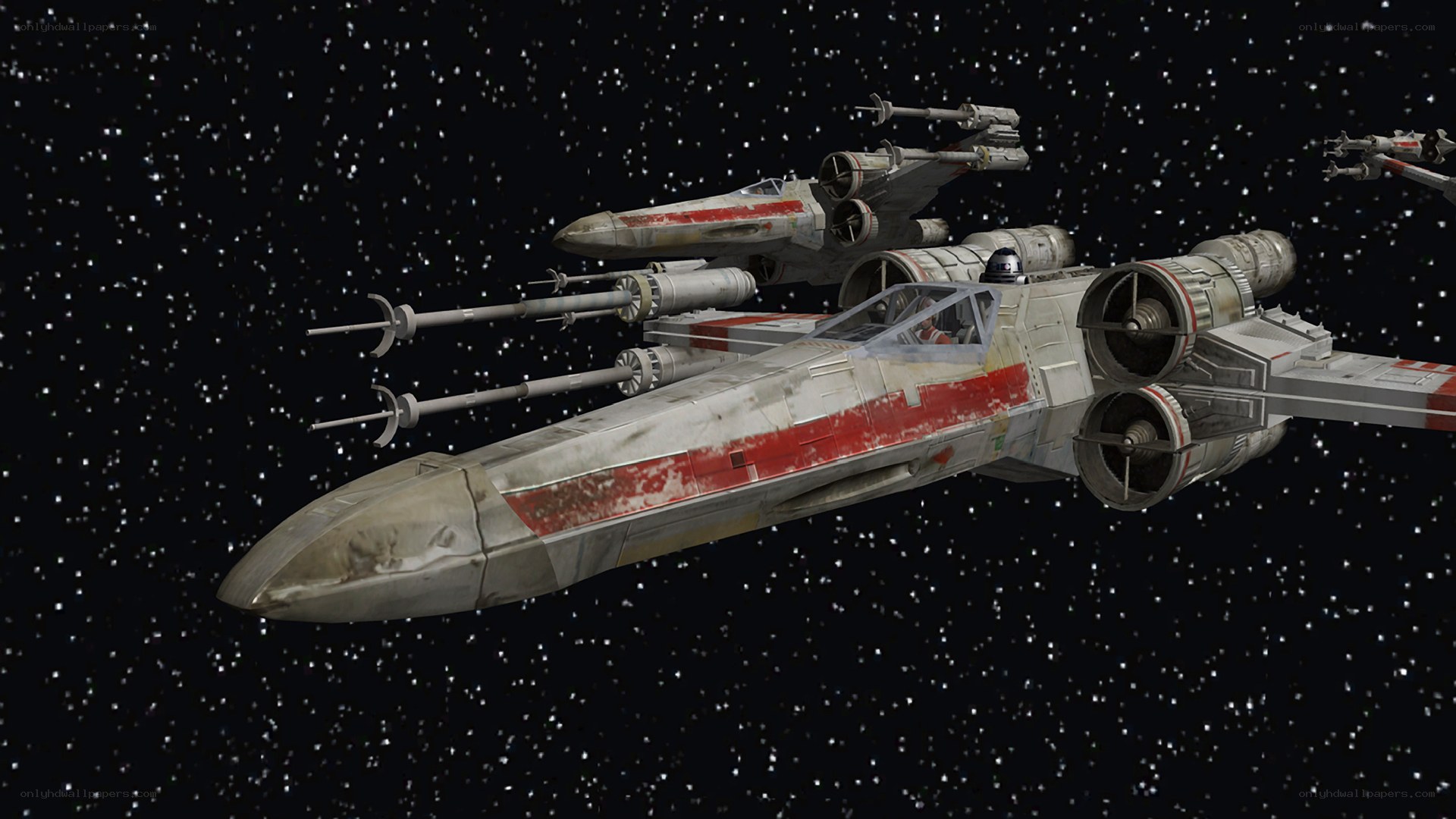 X-wing starfighters in space