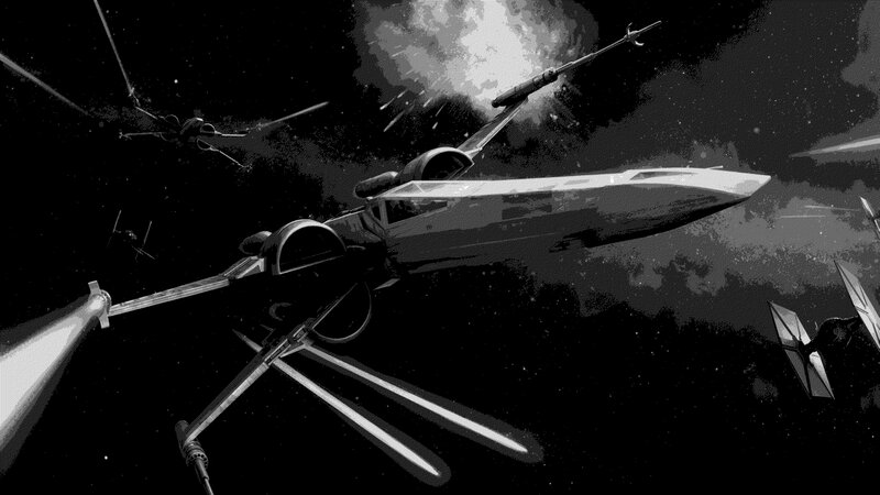 X-wing Starfighters in Space — Black, Dramatic, Night