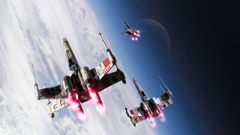 X-wing Starfighters in Space — Blue, Dramatic