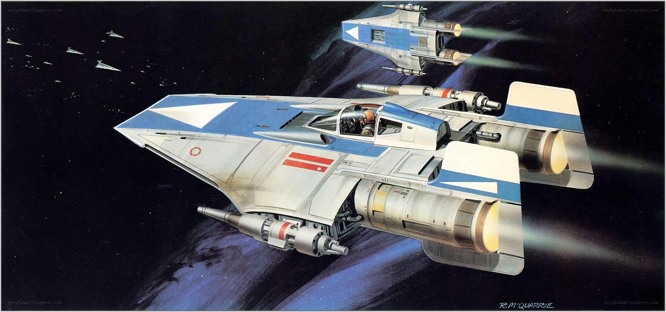 X-wing starfighters in space
