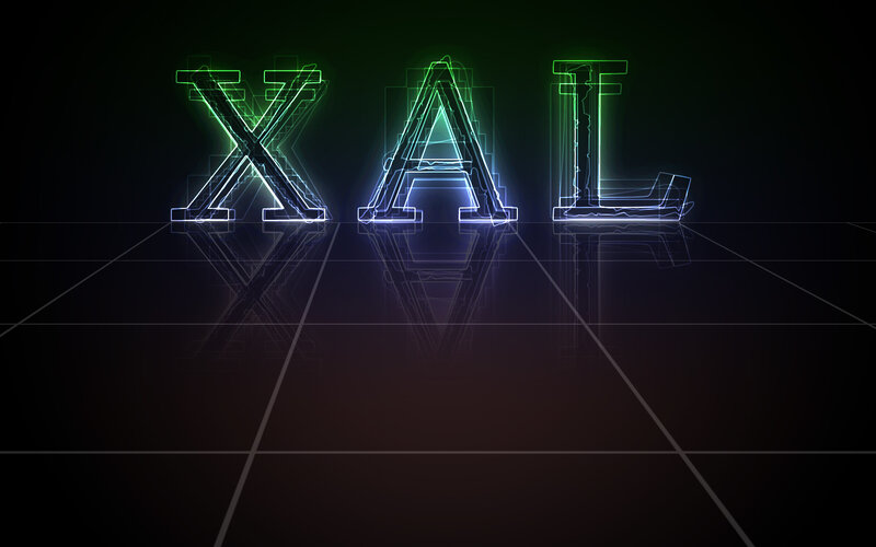 XAL neon text on grid
