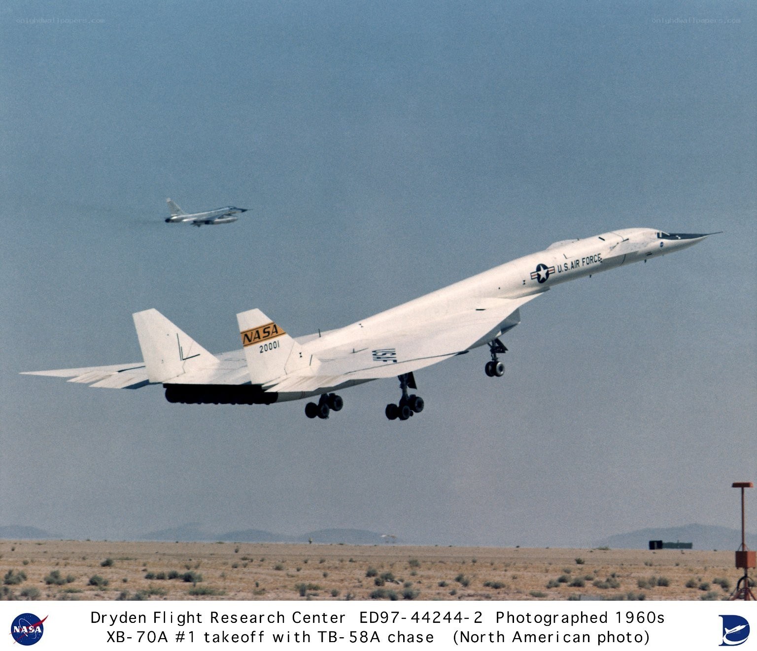 XB-70A takeoff with chase plane