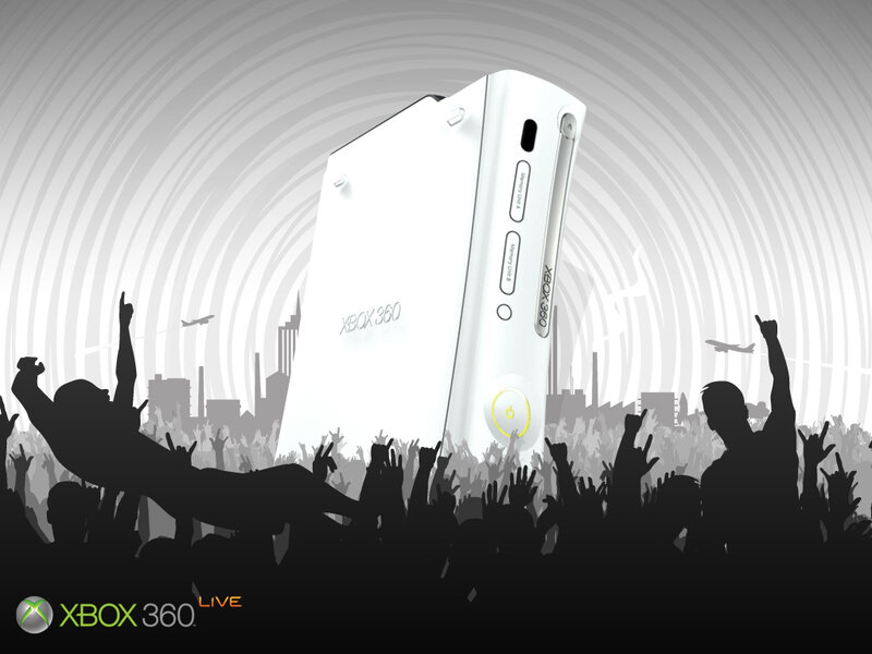 Xbox 360 console with crowd