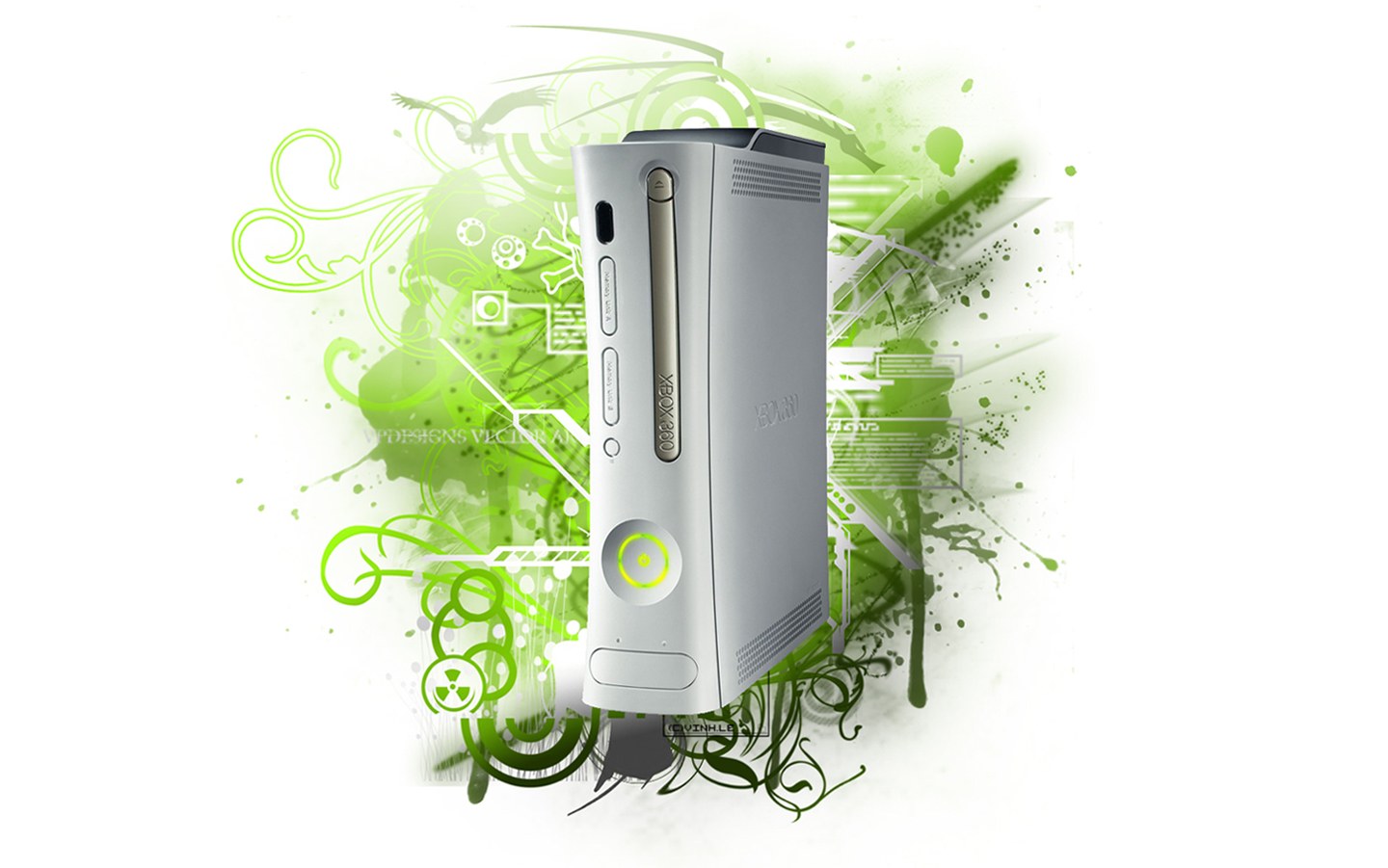 Xbox 360 console with green art
