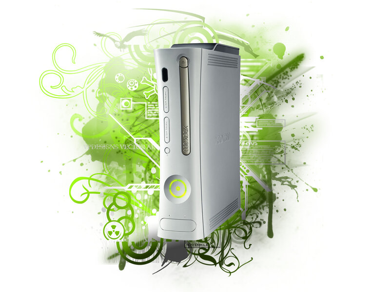 Xbox 360 console with green design