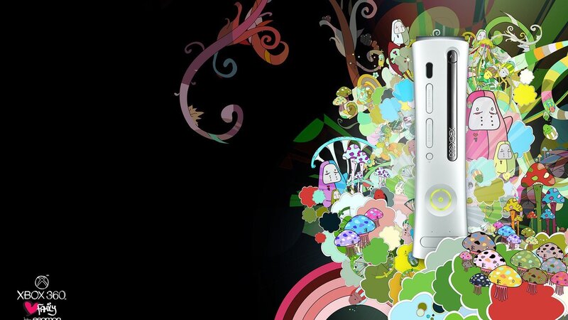 Xbox 360 with colorful art