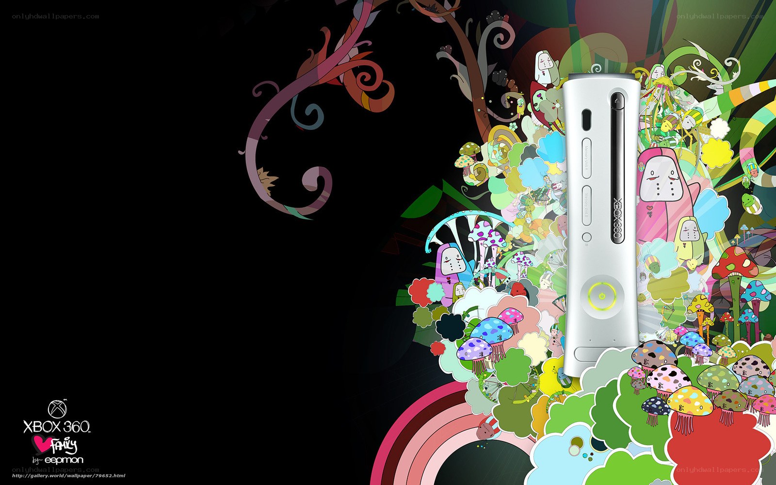 Xbox 360 with colorful art