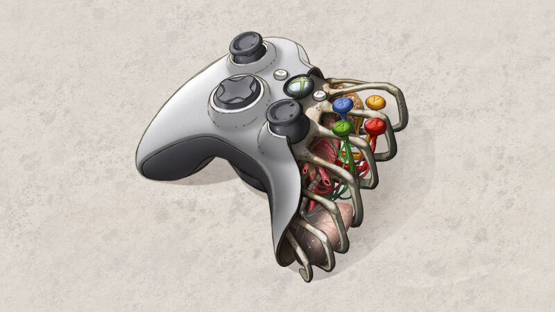 Xbox controller with internal organs