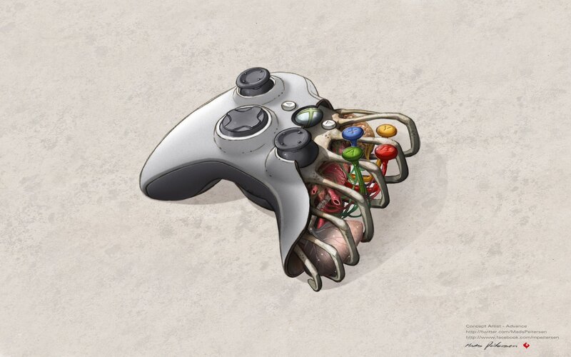 Xbox Controller with Internal Organs — Gray, Dystopian