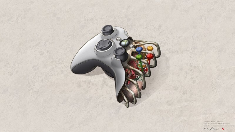 Xbox Controller with Internal Organs — Gray