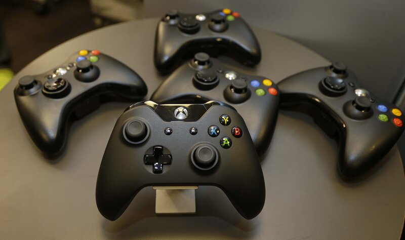 Xbox controllers on display